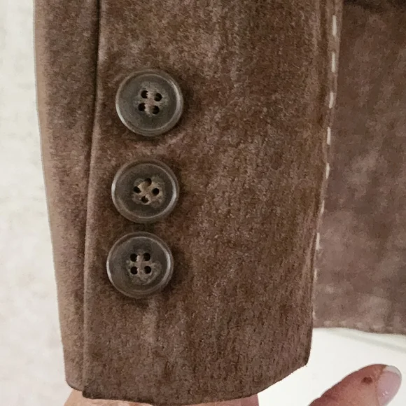 Pamela McCoy Suede Leather Jacket in Rich Brown.pit To Pit 19" - Picture 7 of 8